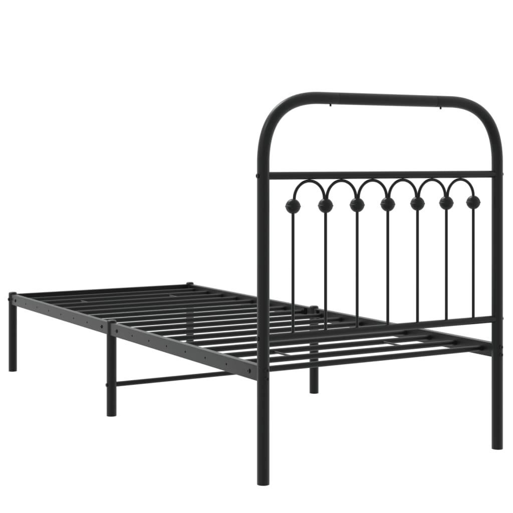 vidaXL Estructura cama sin colchón con cabecero metal negro 75x190 cm