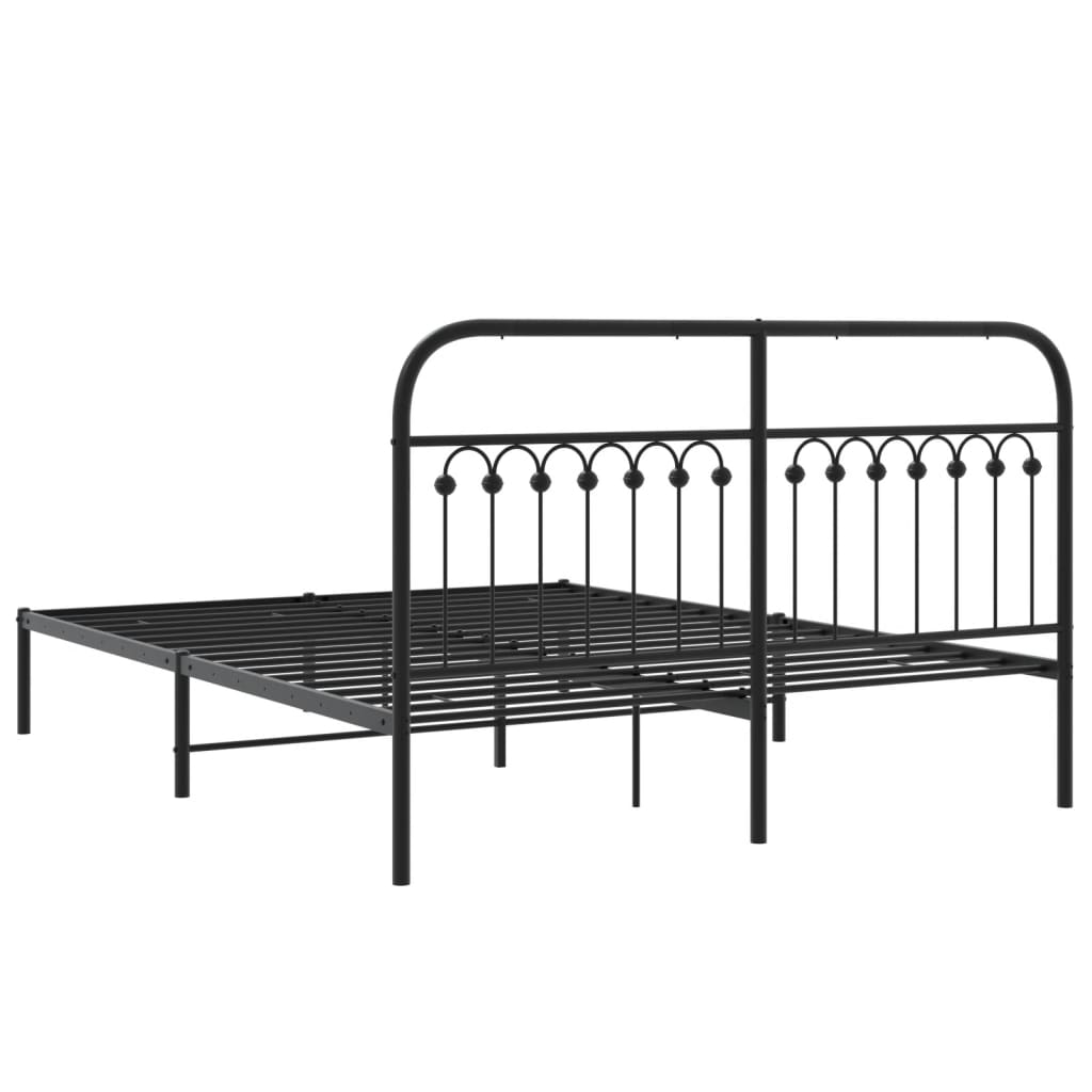 vidaXL Estructura cama sin colchón con cabecero metal negro 160x200 cm