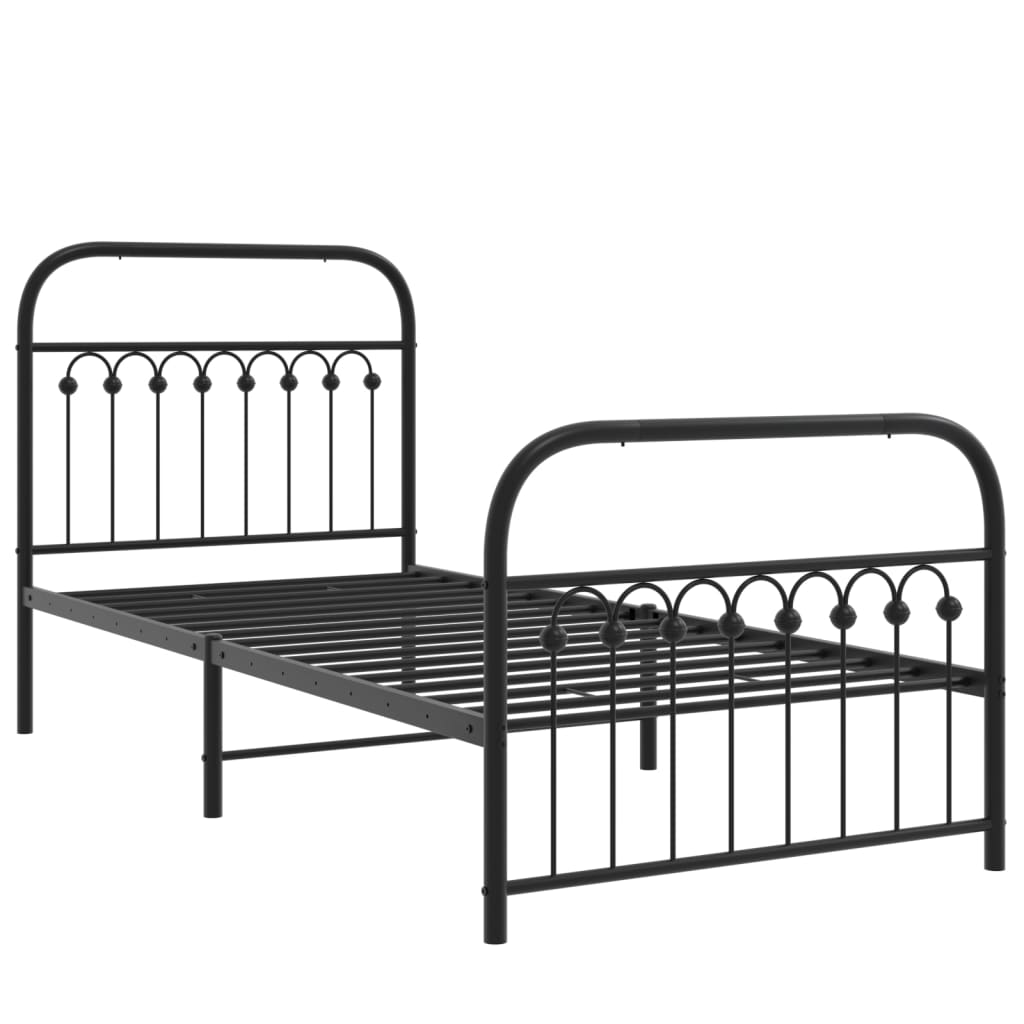 vidaXL Estructura cama sin colchón con estribo metal negro 90x200 cm