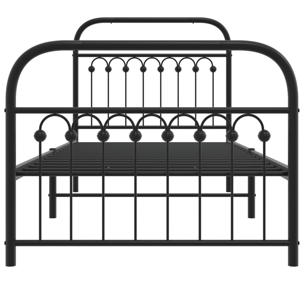 vidaXL Estructura cama sin colchón con estribo metal negro 90x200 cm