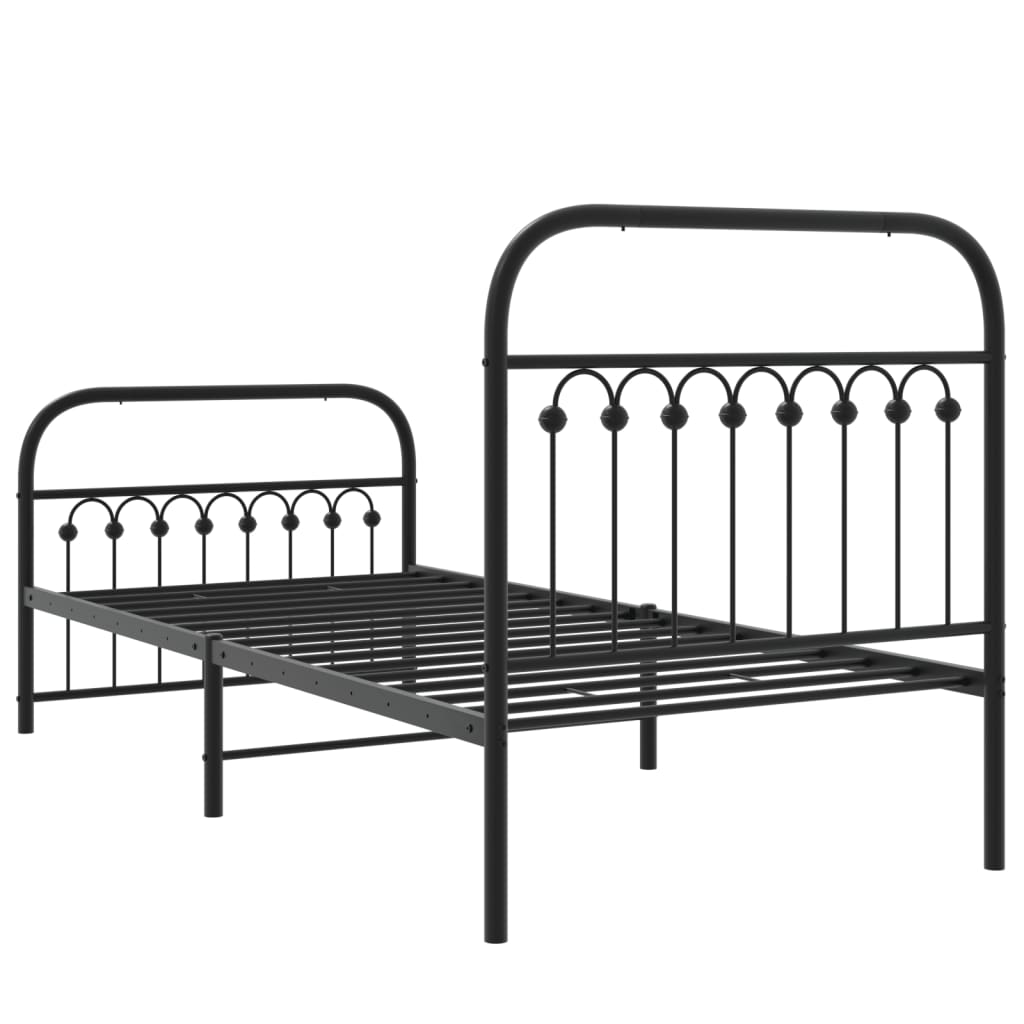 vidaXL Estructura cama sin colchón con estribo metal negro 90x200 cm