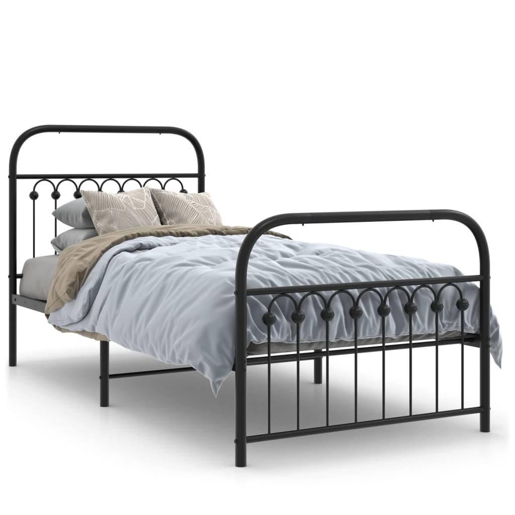 vidaXL Estructura cama sin colchón con estribo metal negro 90x200 cm