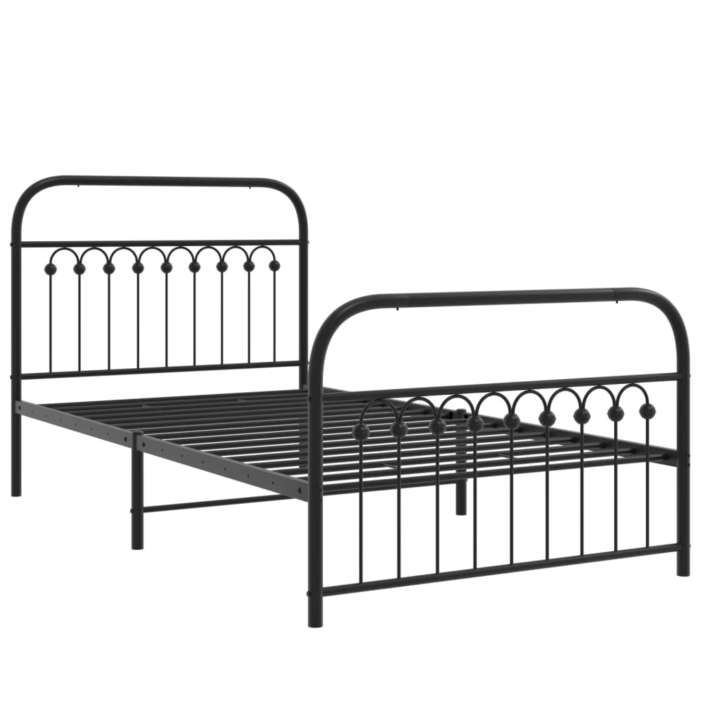 vidaXL Estructura cama sin colchón con estribo metal negro 100x200 cm