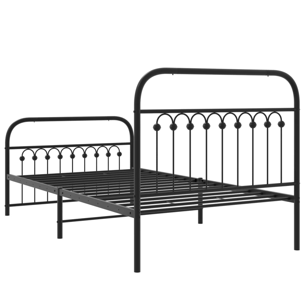 vidaXL Estructura cama sin colchón con estribo metal negro 100x200 cm