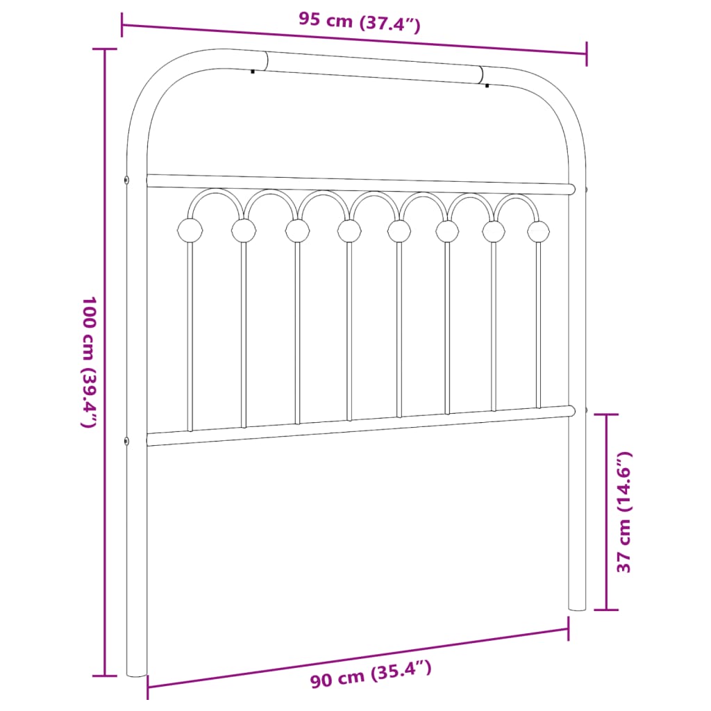 vidaXL Cabecero de metal negro 90 cm