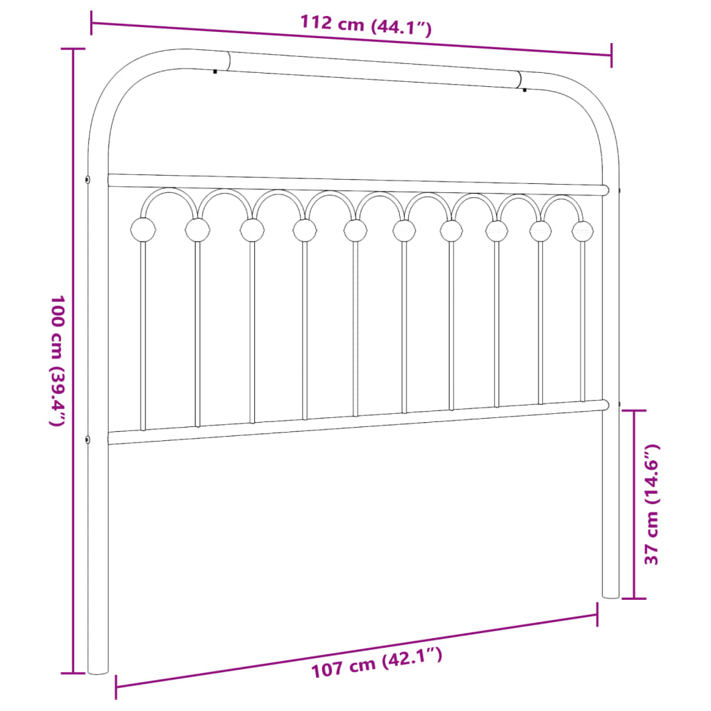 vidaXL Cabecero de metal negro 107 cm