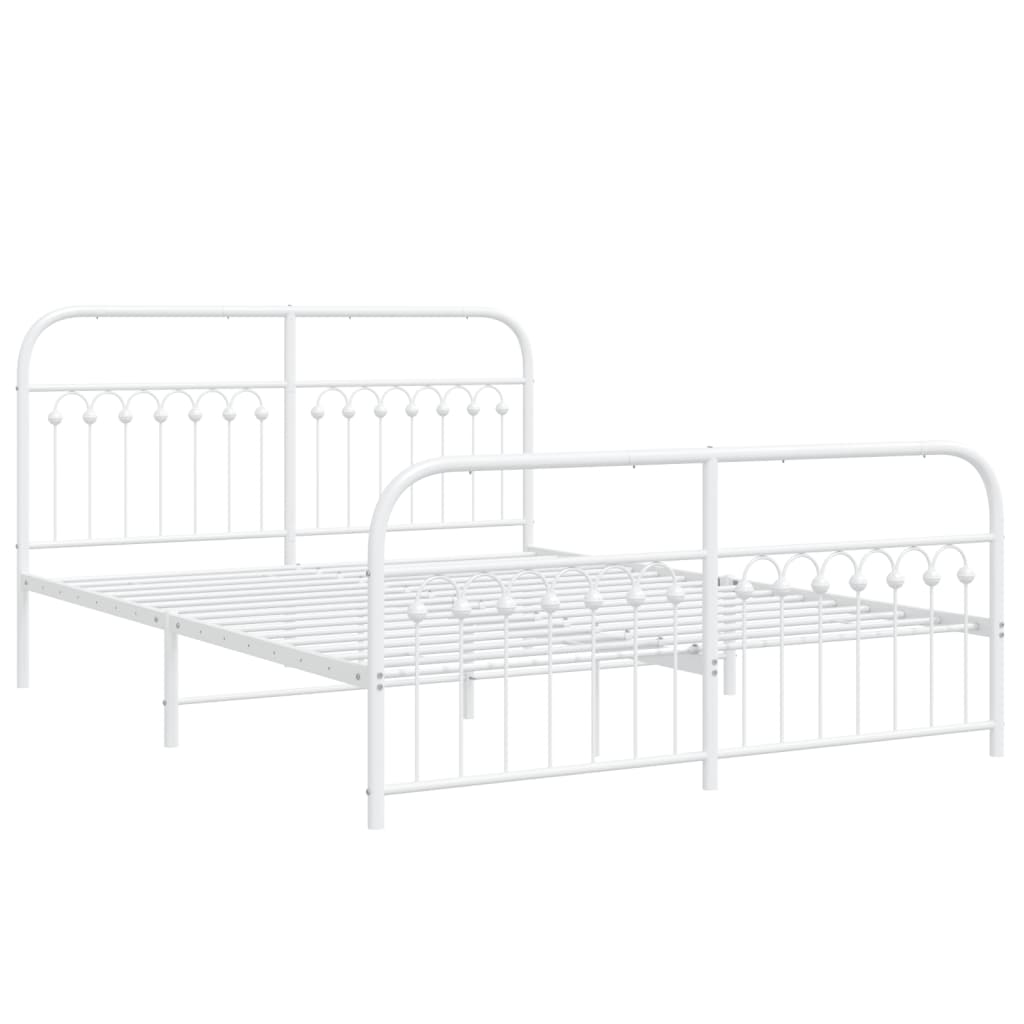 vidaXL Estructura cama sin colchón con estribo metal blanco 160x200 cm