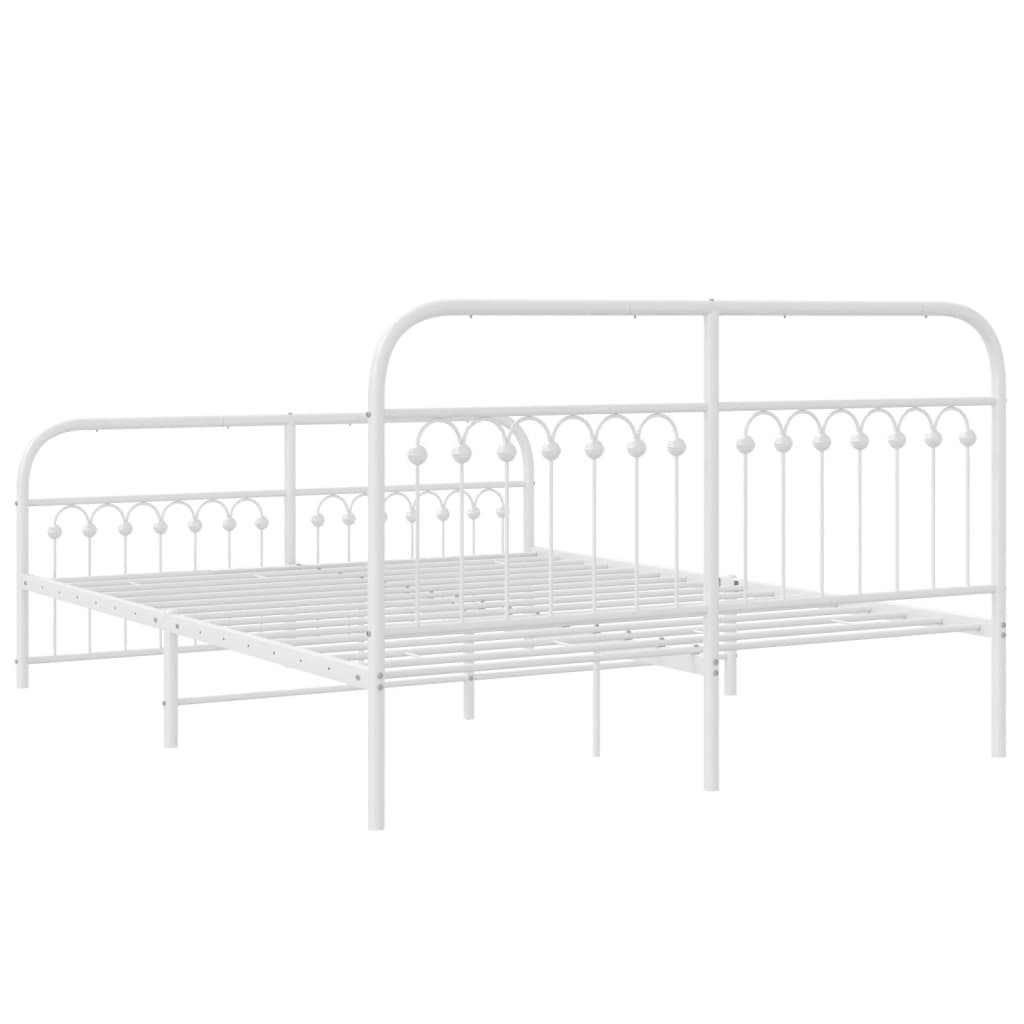 vidaXL Estructura cama sin colchón con estribo metal blanco 160x200 cm