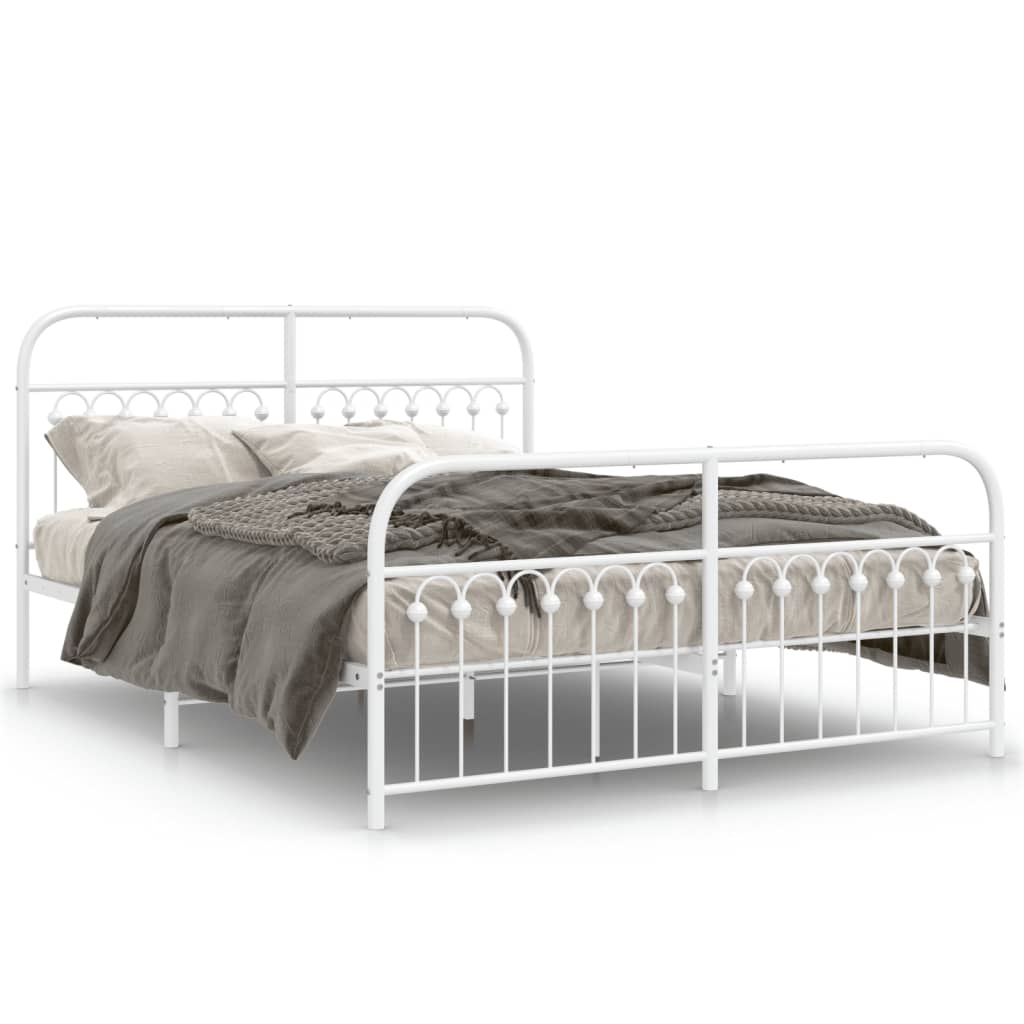 vidaXL Estructura cama sin colchón con estribo metal blanco 160x200 cm