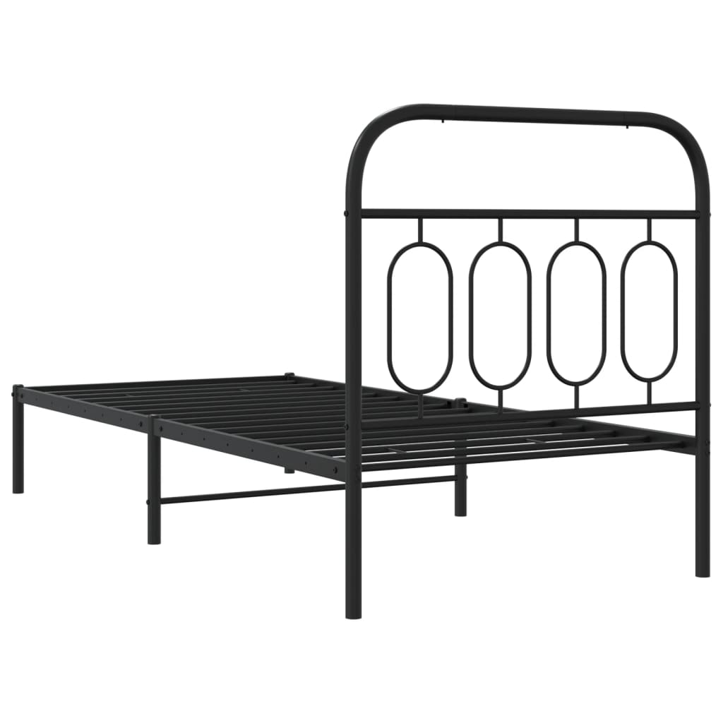 vidaXL Estructura cama sin colchón con cabecero metal negro 90x190 cm