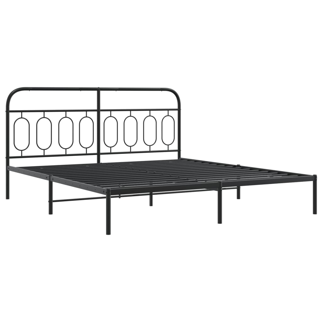 vidaXL Estructura cama sin colchón con cabecero metal negro 180x200 cm