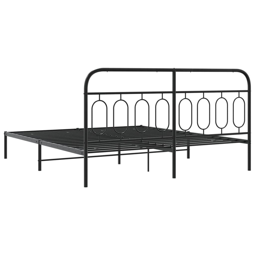 vidaXL Estructura cama sin colchón con cabecero metal negro 180x200 cm