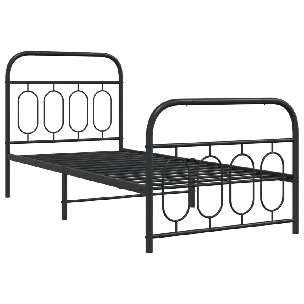 vidaXL Estructura cama sin colchón con estribo metal negro 90x200 cm