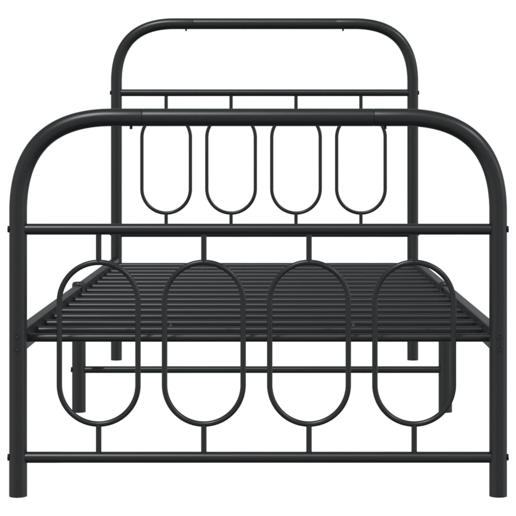 vidaXL Estructura cama sin colchón con estribo metal negro 90x200 cm