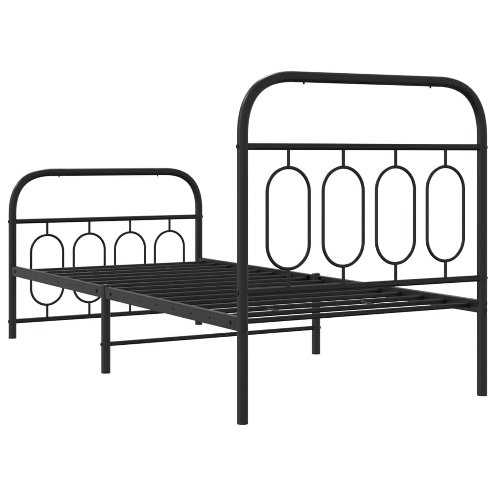 vidaXL Estructura cama sin colchón con estribo metal negro 90x200 cm