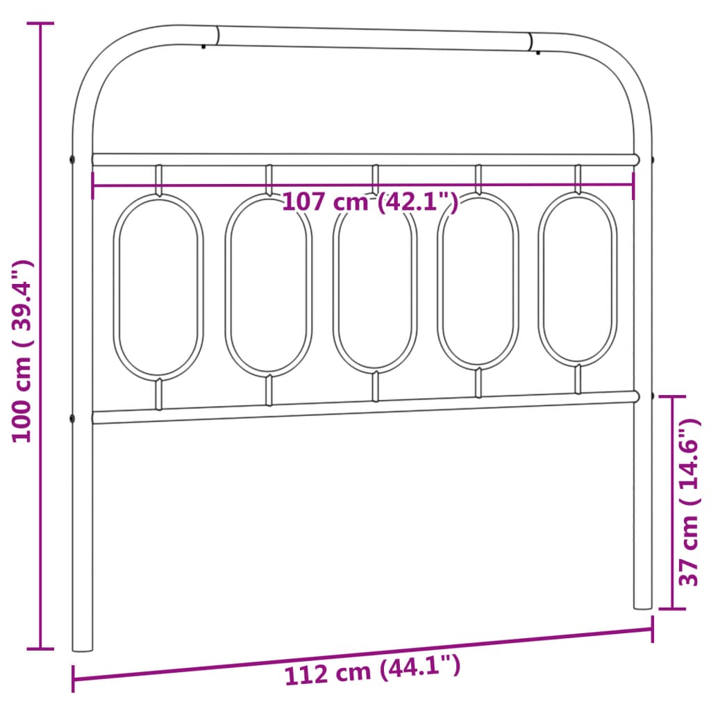 vidaXL Cabecero de metal negro 107 cm