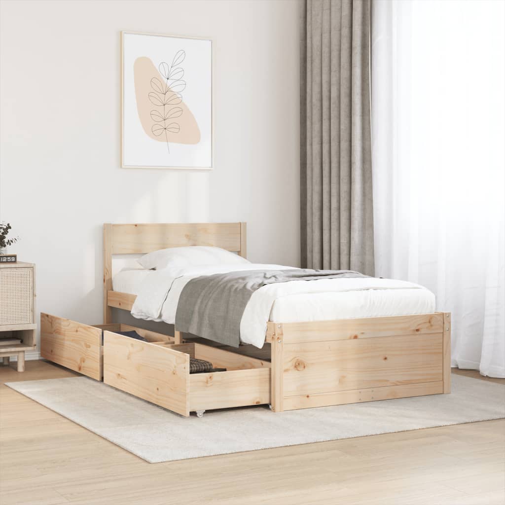 vidaXL Estructura de cama sin colchón madera maciza de pino 90x190 cm