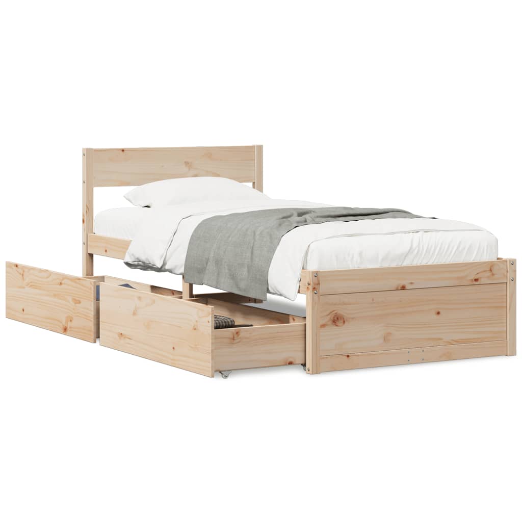 vidaXL Estructura de cama sin colchón madera maciza pino 75x190 cm