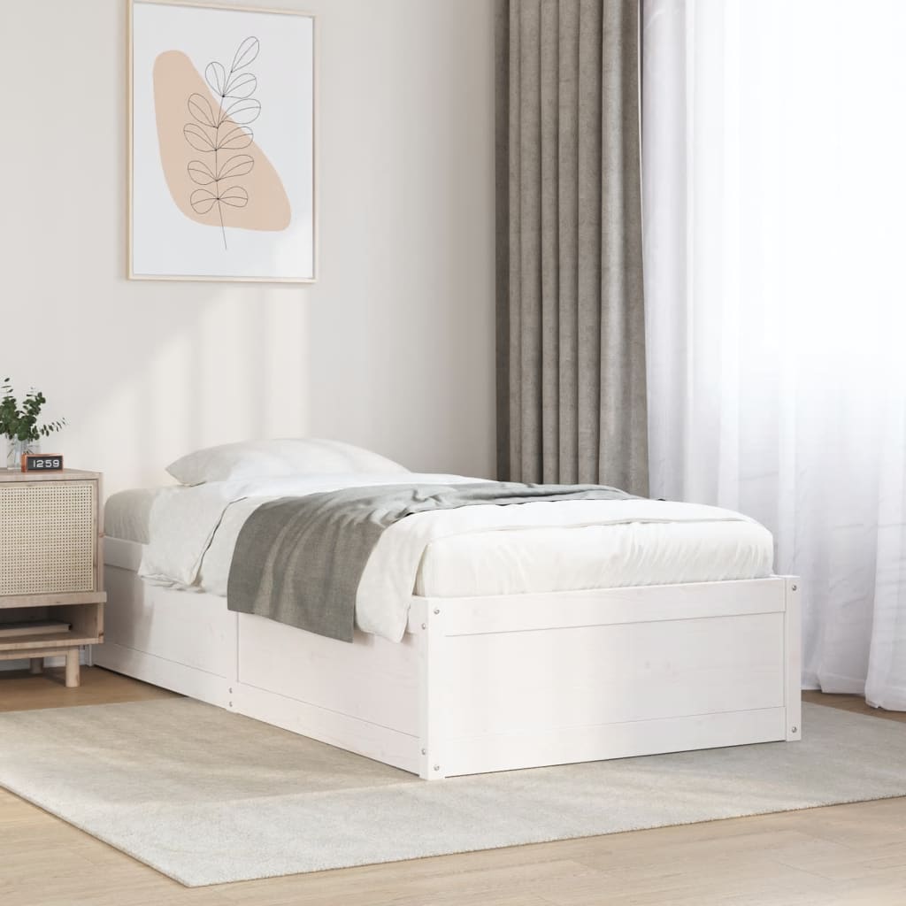 vidaXL Estructura de cama sin colchón madera maciza blanca 75x190 cm