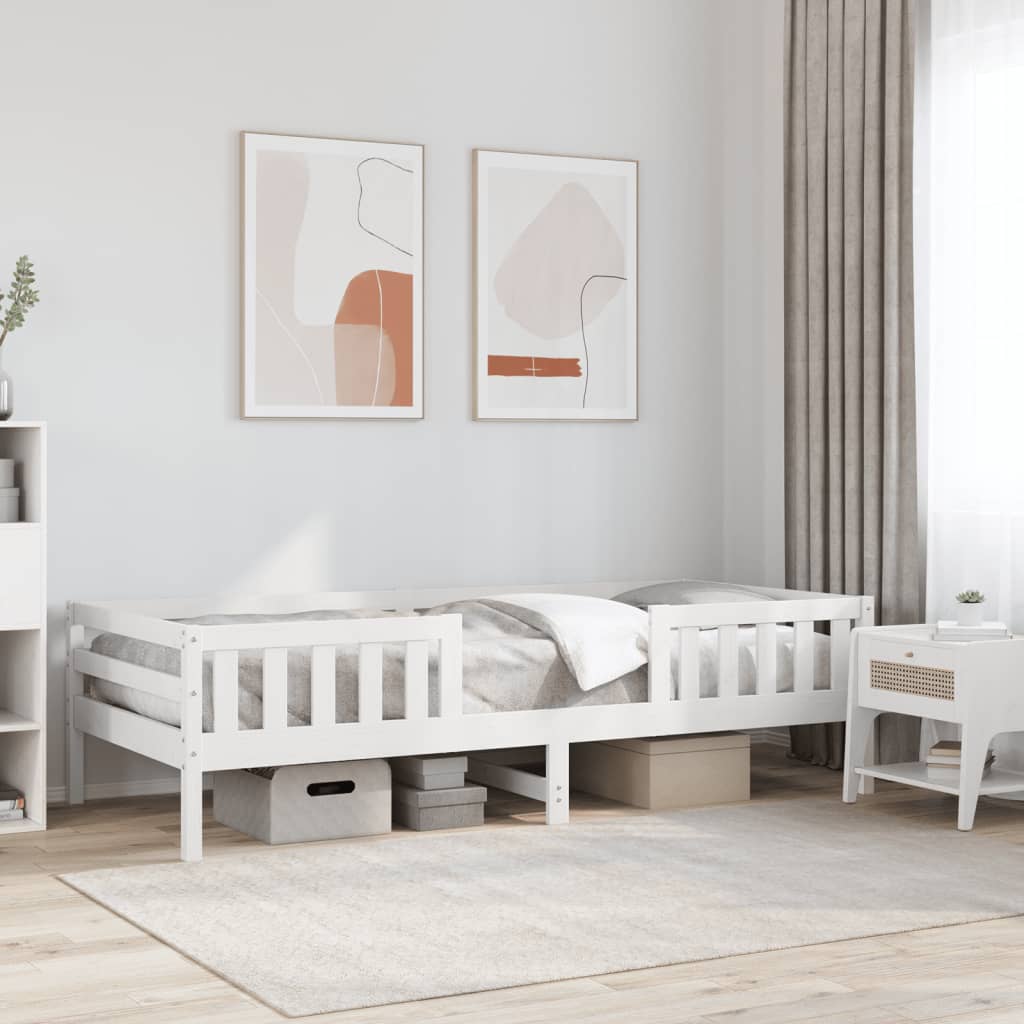 vidaXL Estructura de cama sin colchón madera maciza blanca 75x190 cm