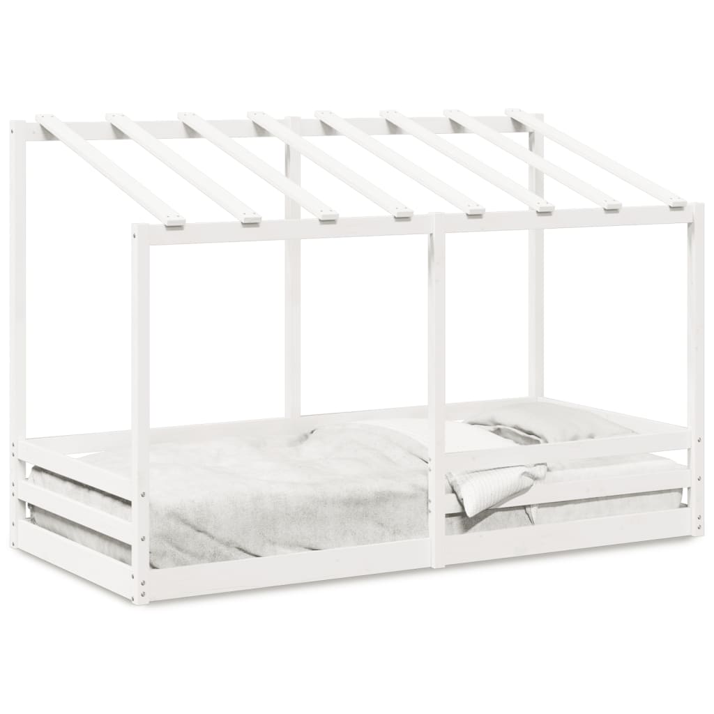 vidaXL Cama infantil con techo madera maciza pino blanca 100x200 cm