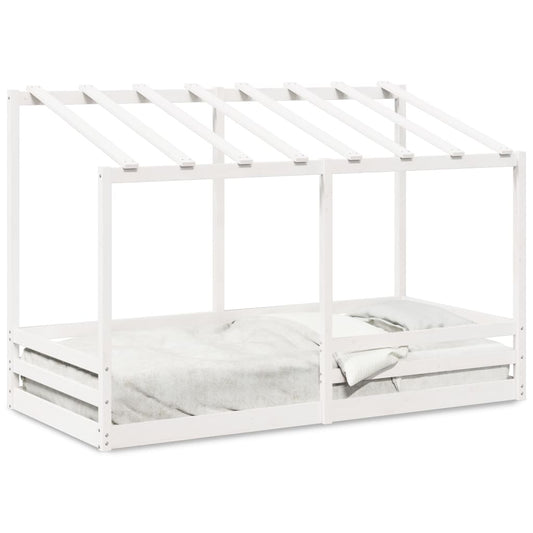 vidaXL Cama infantil con techo madera maciza pino blanca 90x200 cm