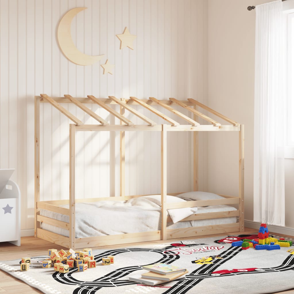 vidaXL Cama infantil con techo madera maciza pino 90x190 cm