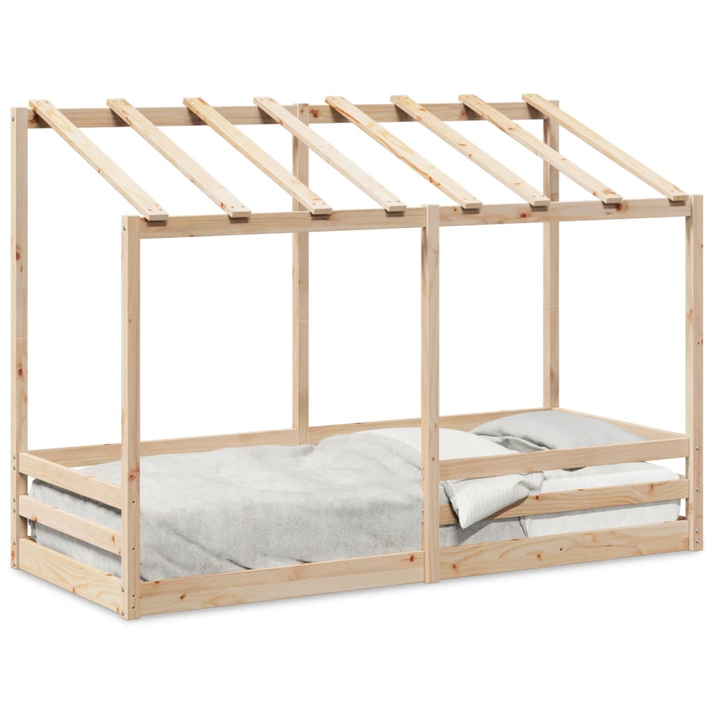 vidaXL Cama infantil con techo madera maciza pino 90x190 cm