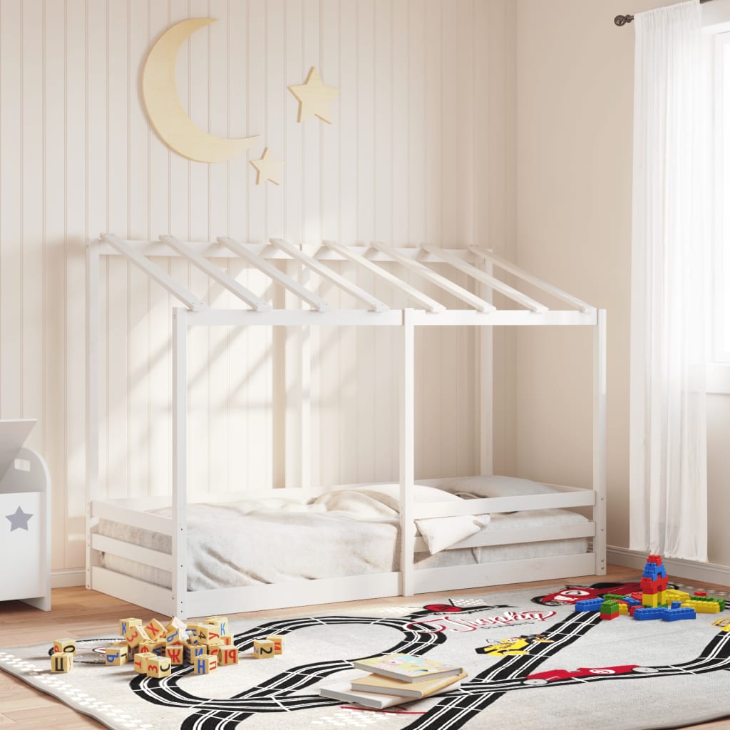 vidaXL Cama infantil con techo madera maciza pino blanca 90x190 cm