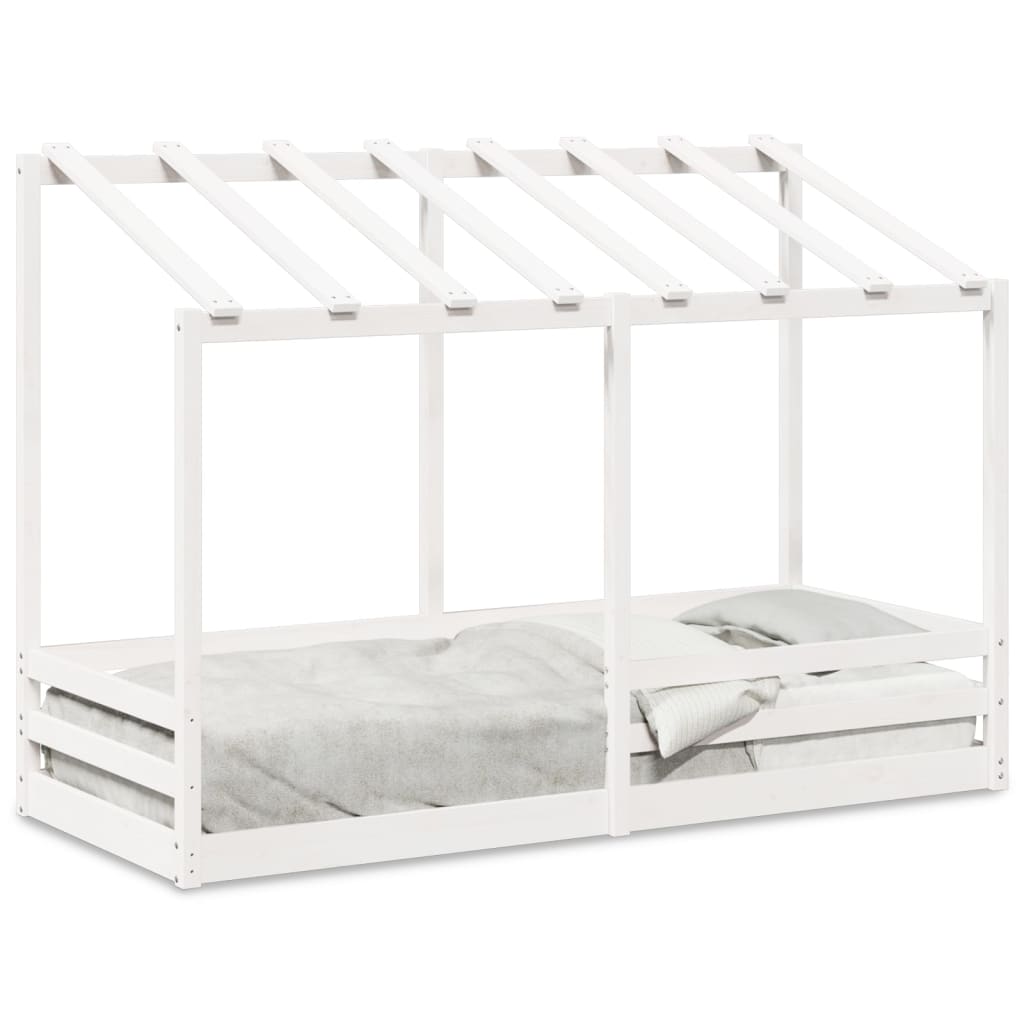 vidaXL Cama infantil con techo madera maciza pino blanca 90x190 cm