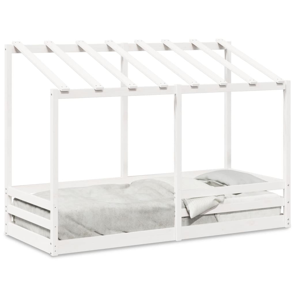 vidaXL Cama infantil con techo madera maciza pino blanco 75x190 cm