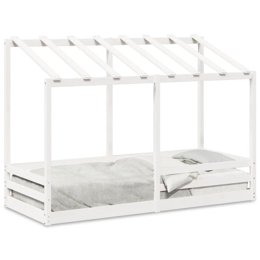 vidaXL Cama infantil con techo madera maciza pino blanco 75x190 cm