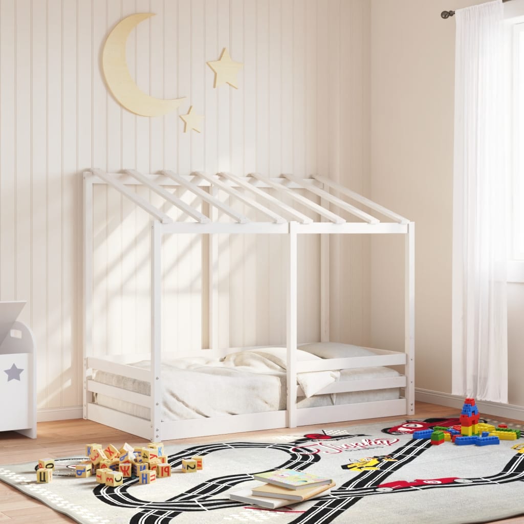 vidaXL Cama para niños con techo madera de pino blanco 80x160 cm