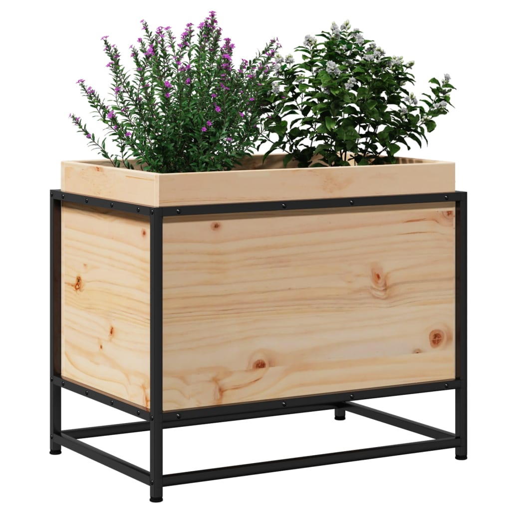 vidaXL Jardinera de madera maciza de pino 60x40x50 cm