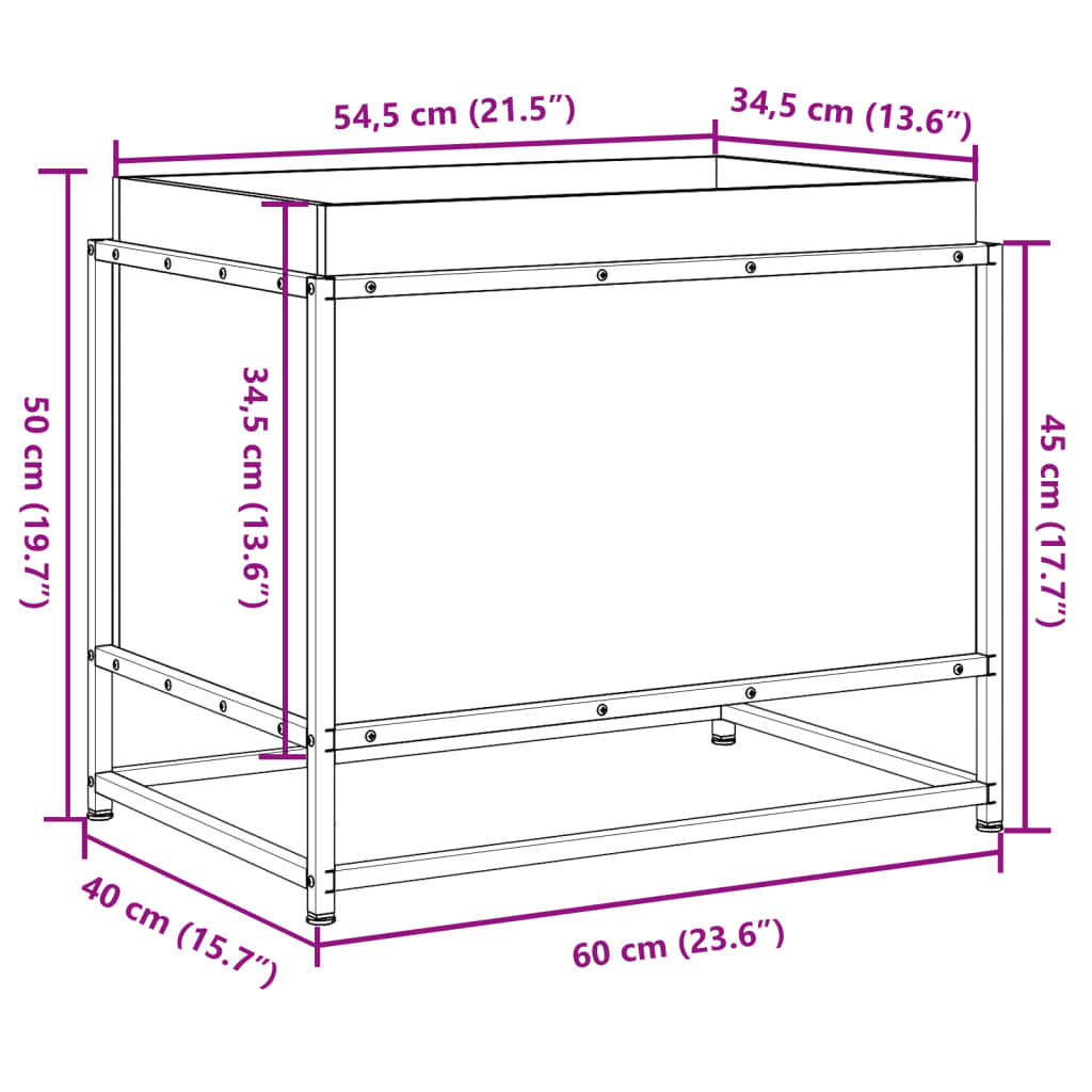 vidaXL Jardinera de madera maciza de abeto Douglas 60x40x50 cm