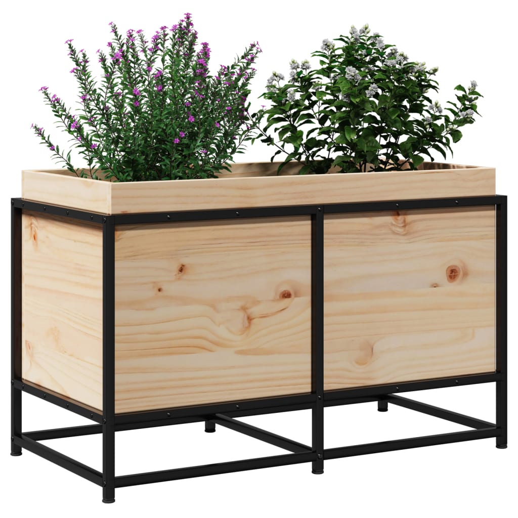 vidaXL Jardinera de madera maciza de pino 80x40x50 cm