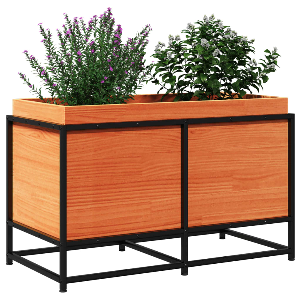 vidaXL Jardinera de madera maciza pino marrón cera 80x40x50 cm