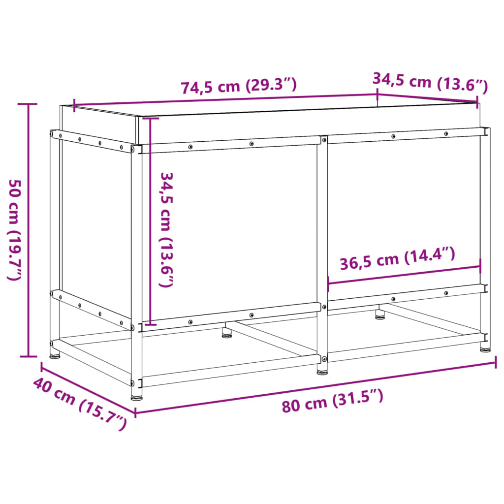 vidaXL Jardinera de madera maciza de abeto Douglas 80x40x50 cm