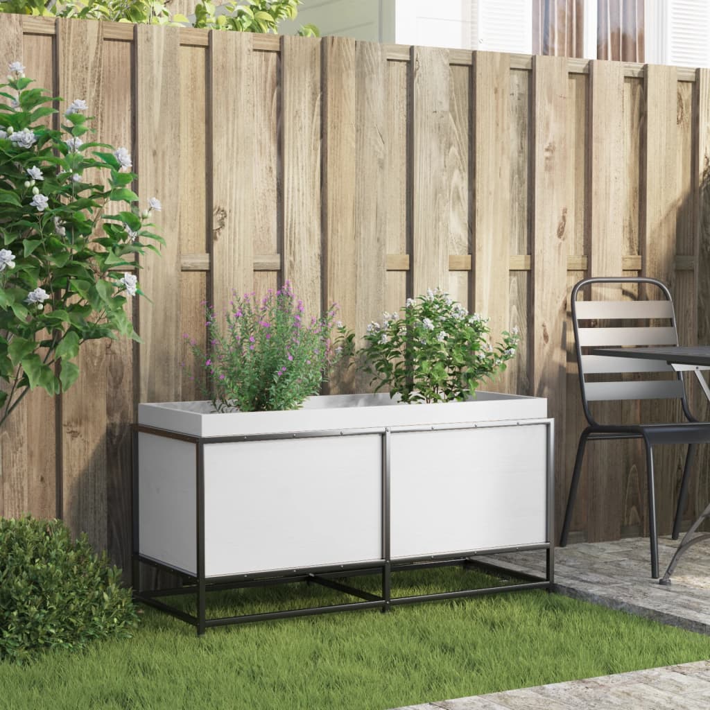 vidaXL Jardinera de madera maciza de pino blanca 100x40x50 cm