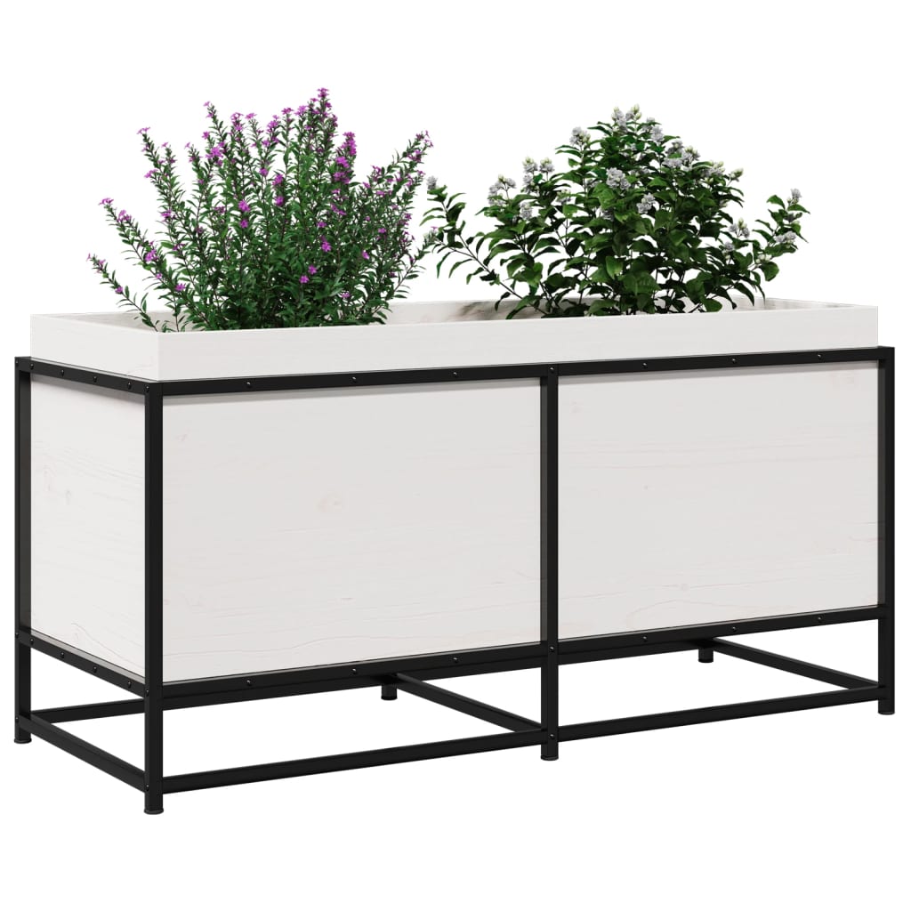 vidaXL Jardinera de madera maciza de pino blanca 100x40x50 cm