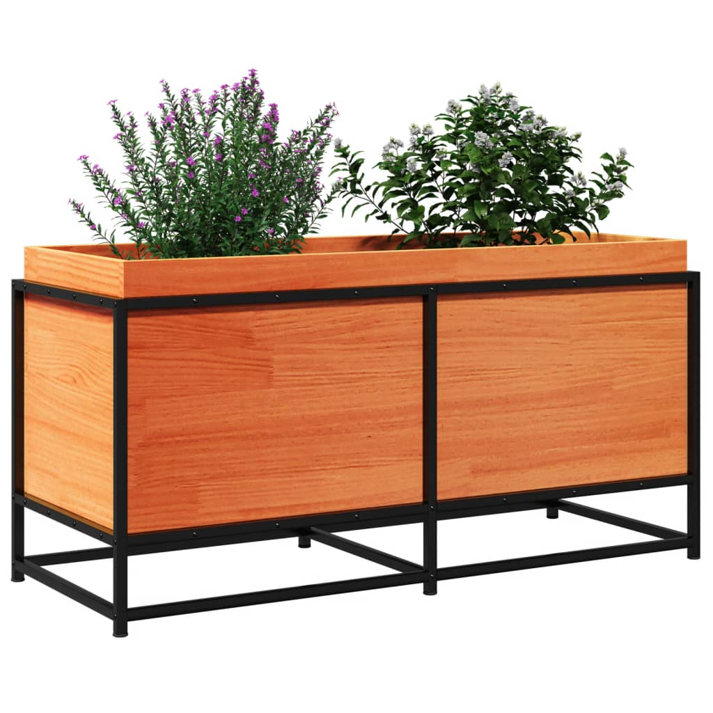 vidaXL Jardinera de madera maciza pino marrón cera 100x40x50 cm