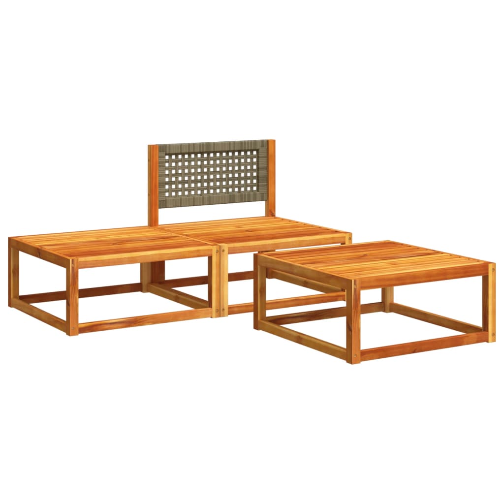 vidaXL Set de sofás de jardín con cojines 3 pzas madera maciza acacia