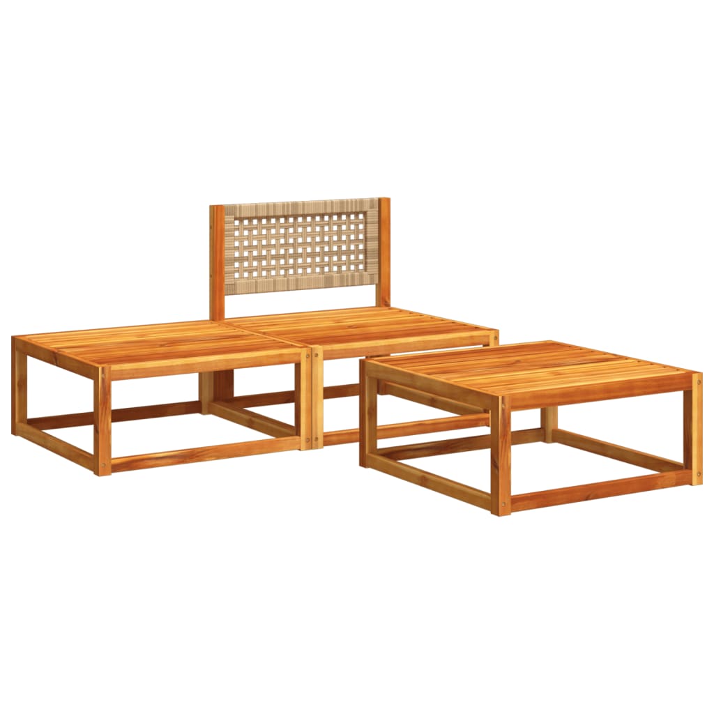 vidaXL Set de sofás de jardín con cojines 3 pzas madera maciza acacia