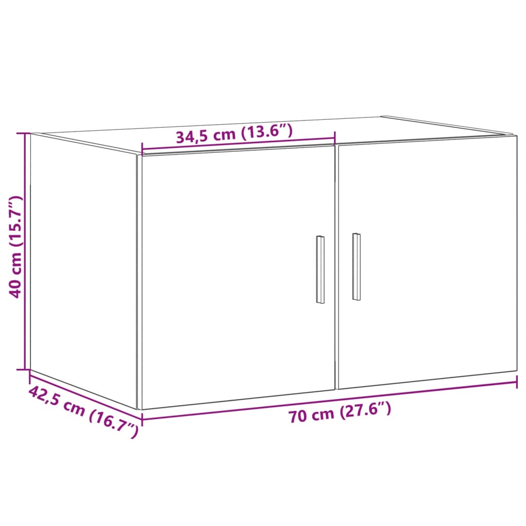 vidaXL Armario de pared madera de ingeniería blanco 70x42,5x40 cm