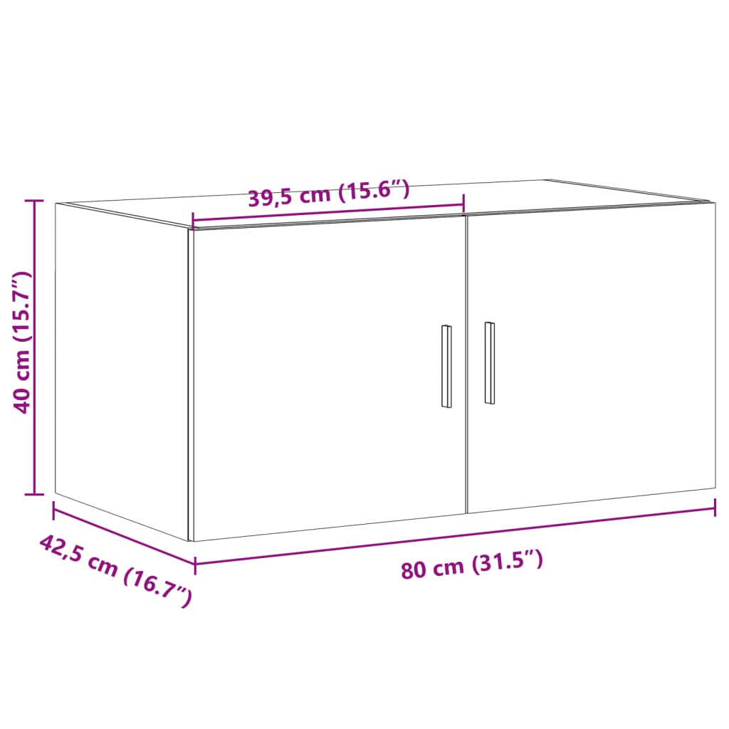 vidaXL Armario de pared madera de ingeniería blanco 80x42,5x40 cm