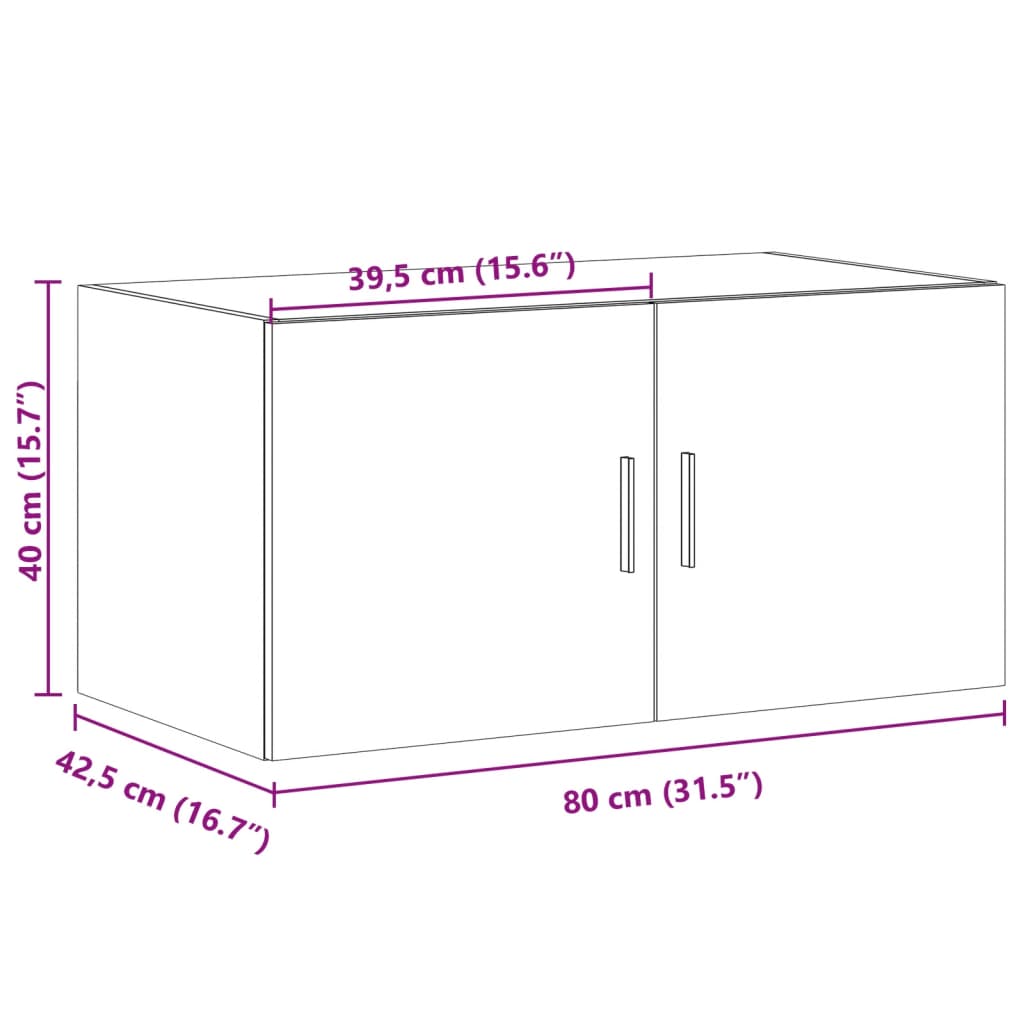 vidaXL Armario de pared madera de ingeniería negro 80x42,5x40 cm