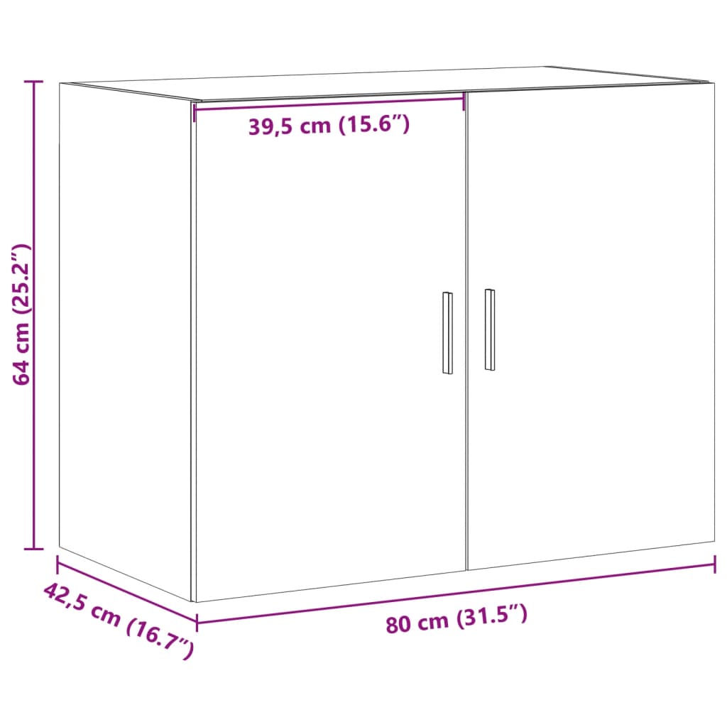 vidaXL Armario de pared madera de ingeniería blanco 80x42,5x64 cm