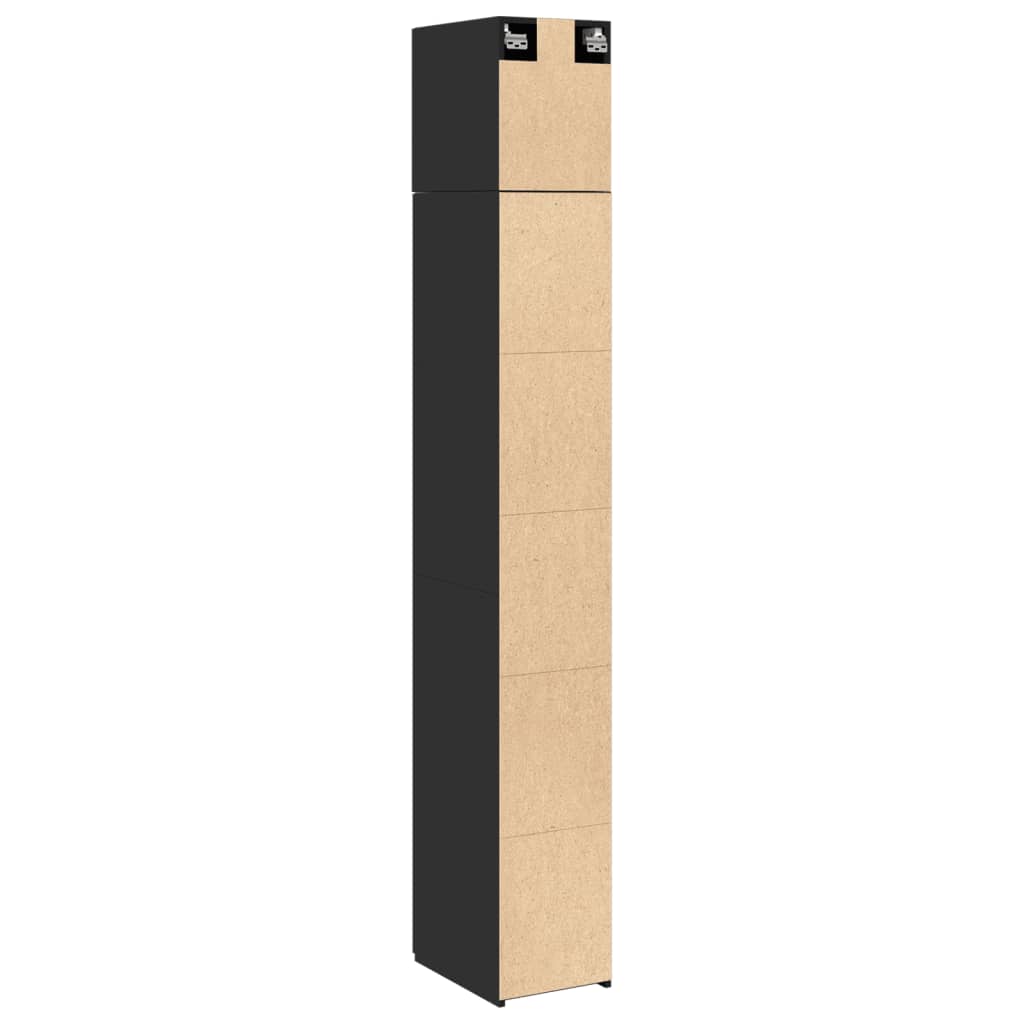 vidaXL Armario estrecho madera de ingeniería negro 30x42,5x225 cm