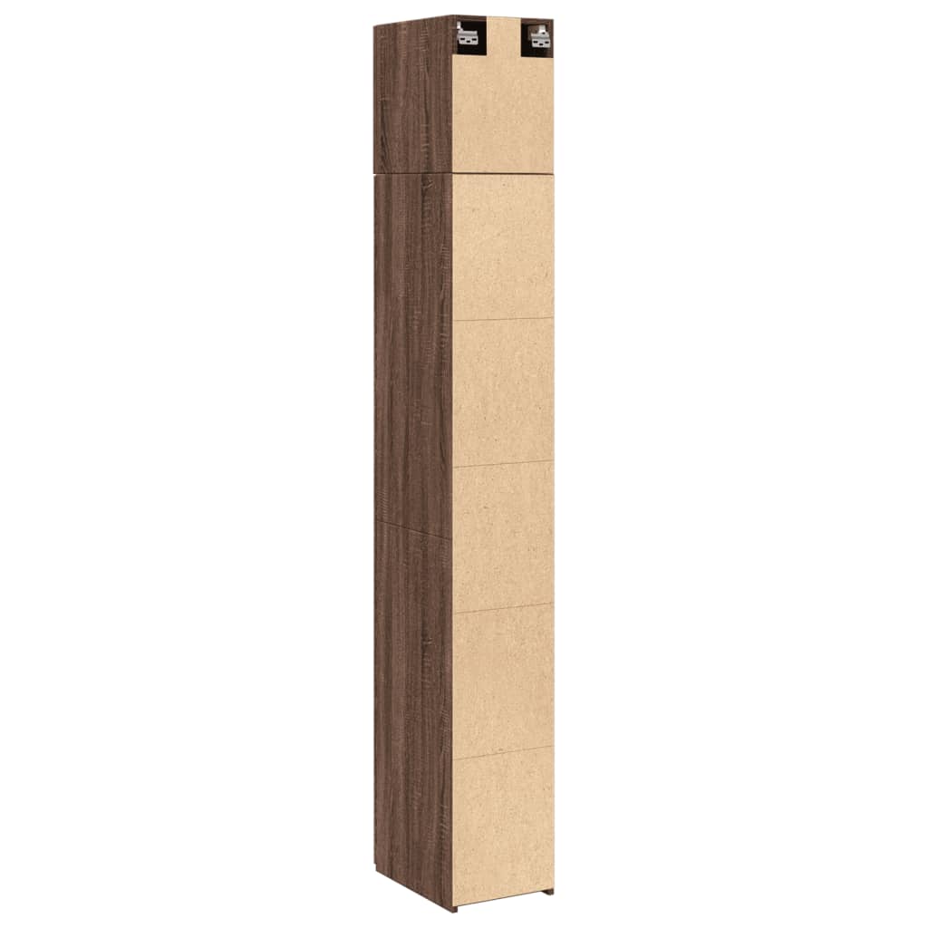 vidaXL Armario estrecho madera ingeniería marrón roble 30x42,5x225 cm