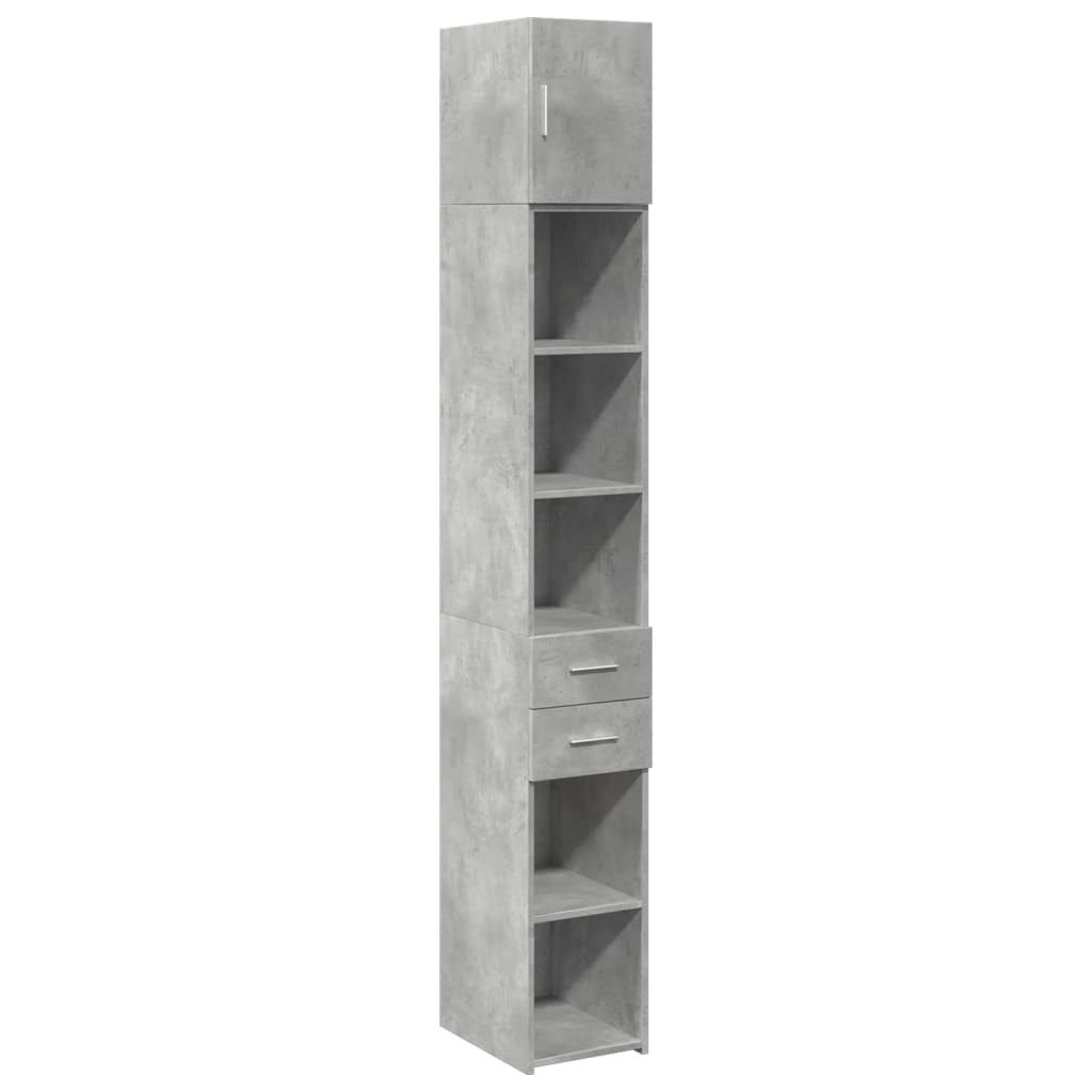 vidaXL Armario estrecho madera ingeniería gris hormigón 30x42,5x225 cm